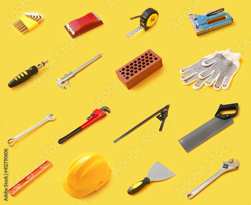 Set of construction tools o...