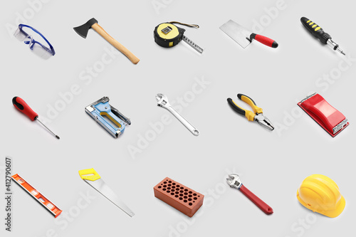 Set of construction tools o...
