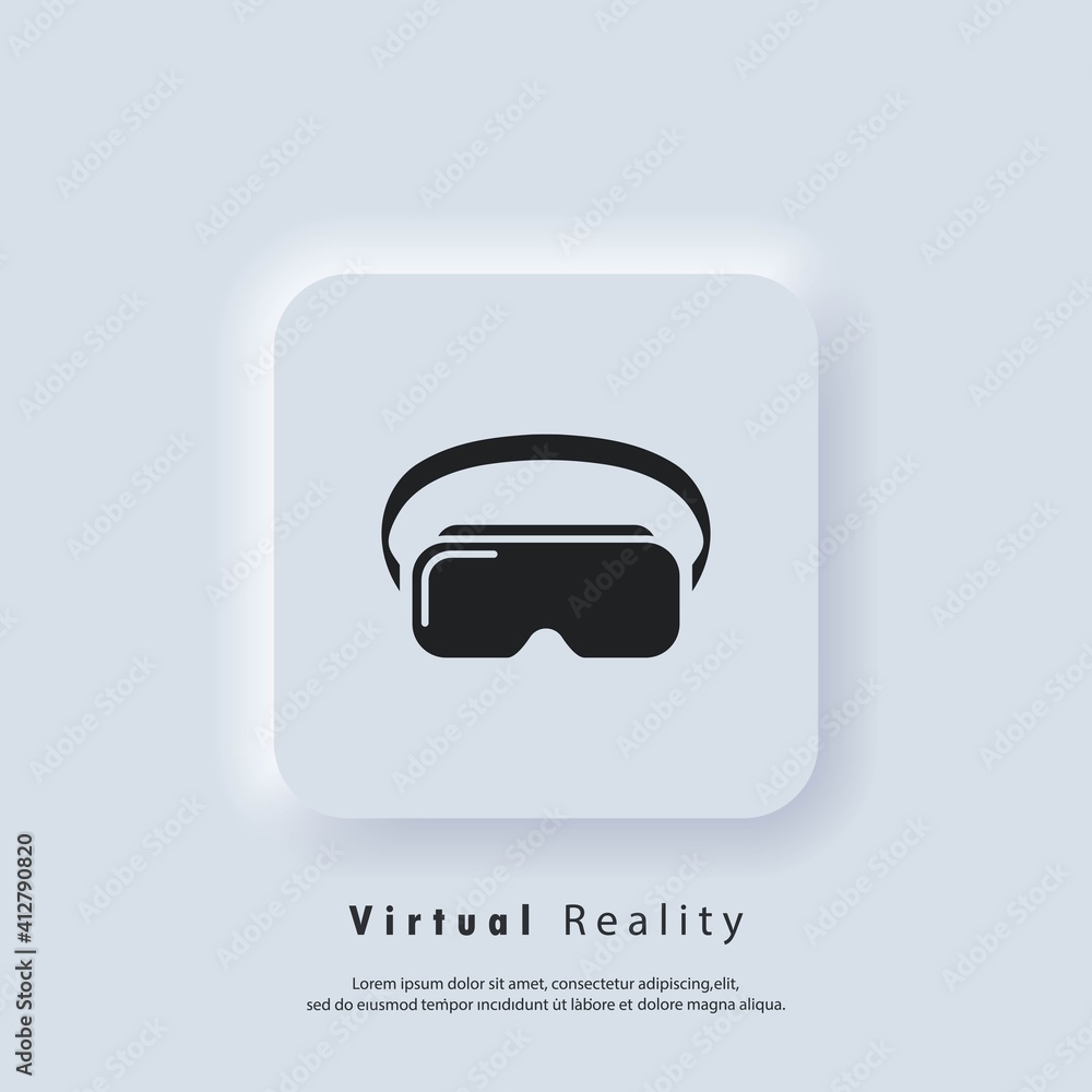 VR headset icon. Virtual reality device, glasses. Vector. UI icon. Neumorphic UI UX white user interface web button. Neumorphism VR headset icon. Virtual reality device, glasses. Vector. UI icon. Neumorphic UI UX white user interface web button. Neumorphism