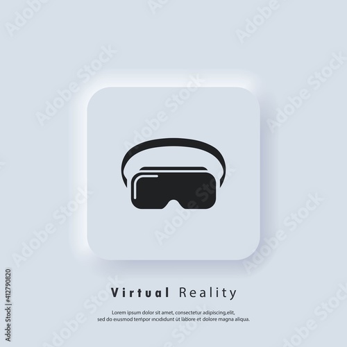 VR headset icon. Virtual reality device, glasses. Vector. UI icon. Neumorphic UI UX white user interface web button. Neumorphism