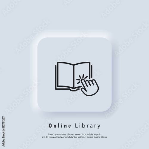 Electronic digital library. Internet education concept, e-learning resources, distant online courses. Vector. UI icon. Neumorphic UI UX white user interface web button. Neumorphism