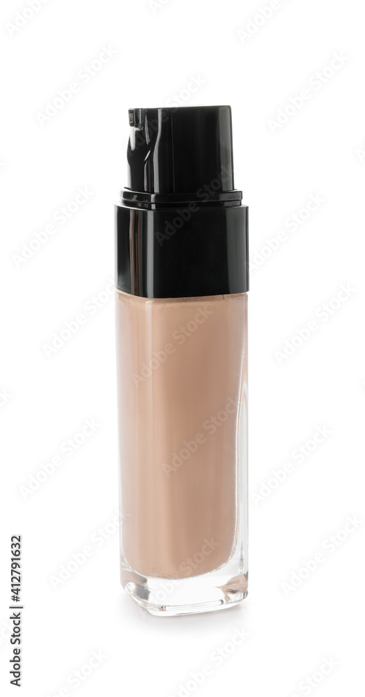 Bottle of makeup foundation on white background Bottle of makeup foundation on white background