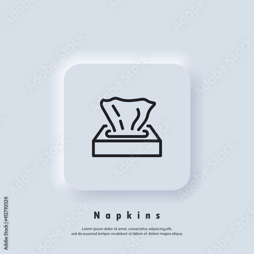 Tissue paper box icon. Napkin icon. Wipes icons. Vector. UI icon. Neumorphic UI UX white user interface web button. Neumorphism