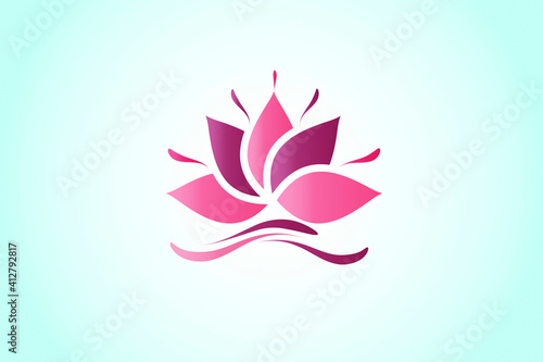 Pink lotus flower beautiful luxury minimalistic logo vector image graphic illustration