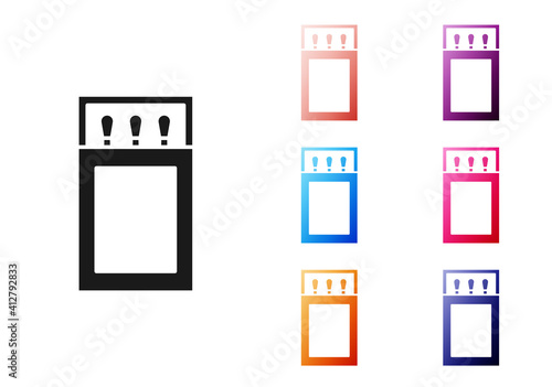 Paper cut Open matchbox and matches icon isolated on grey background. Paper art style. Vector.