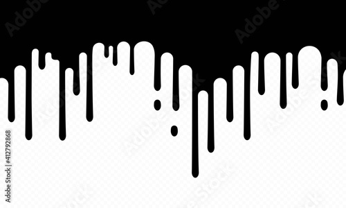Paint dripping icon. Current drops. Black paint flows. Molten texture isolated on transparent background. Vector illustration EPS 10