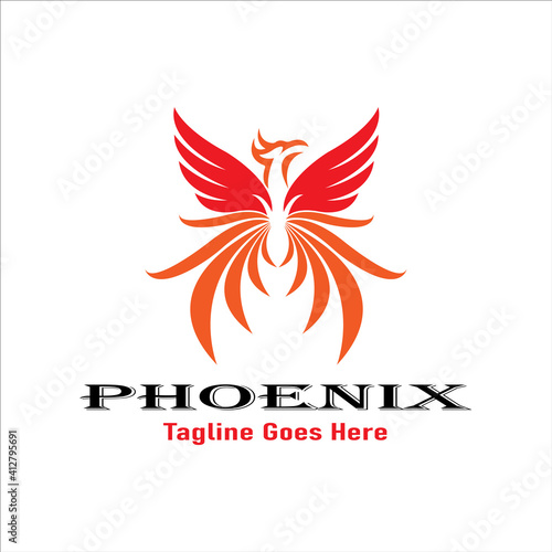 Vector illustration of phoenix. Modern logo idea.