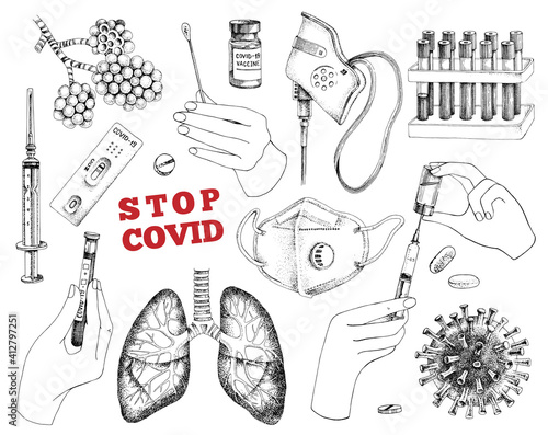 Covid-19 disease, vaccination and prevention set