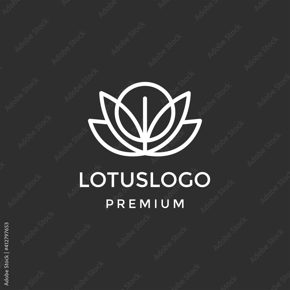 flower floral line beauty premium simple logo template in black background