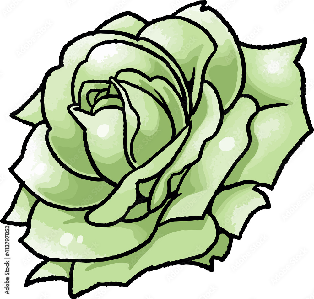 【手描きベクターイラスト素材】緑の薔薇のイラスト 【手描きベクターイラスト素材】緑の薔薇のイラスト