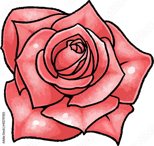 【手描きベクターイラスト素材】赤い薔薇のイラスト