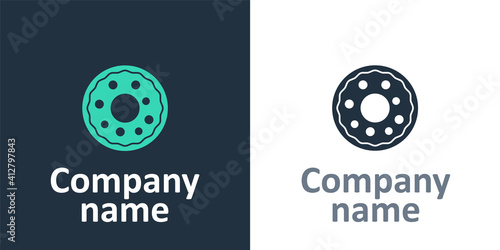 Logotype Donut with sweet glaze icon isolated on white background. Logo design template element. Vector.
