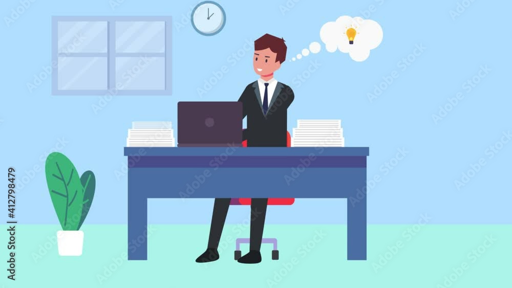 Male manager getting an idea while working Male manager getting an idea while working