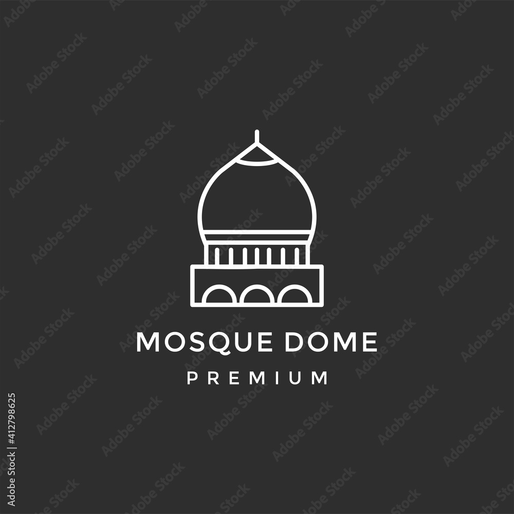 Mosque Logo Template Design Vector, Emblem, Concept Design, Creative Symbol, Iconin black background