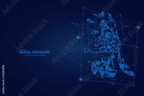 illustration of Happy Maha Shivaratri background. Low poly wire frame Happy Maha Shivratri god sivan background. Digital Vector illustration. Abstract polygonal