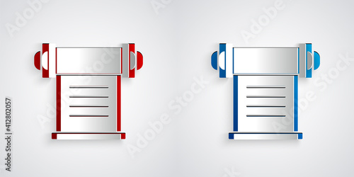 Paper cut Decree, paper, parchment, scroll icon icon isolated on grey background. Paper art style. Vector.