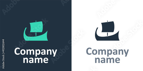 Logotype Ancient Greek trireme icon isolated on white background. Logo design template element. Vector.