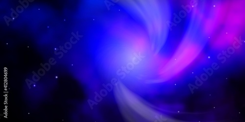 Dark Pink, Blue vector background with small and big stars.