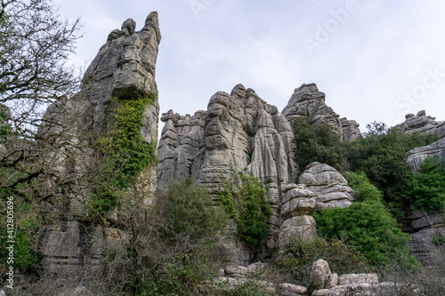 view of the El Torcal Nature Reserve in Andalusia with ist strange karst rock formations © makasana photo