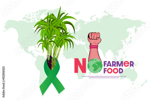 Farmers protest concepts: The human hand rises above No farmers, no food Advertisement design or Poster or Banner or Card Design. Vector illustration