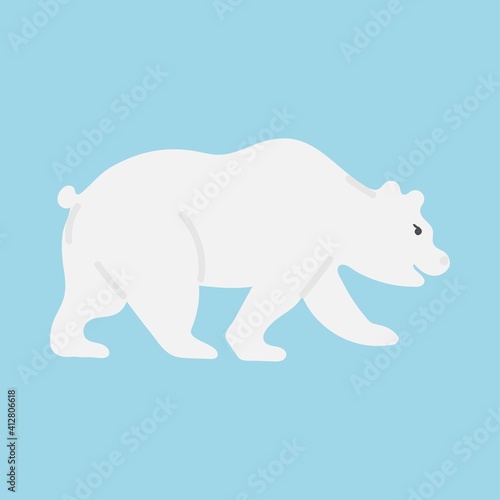 Polar bear with white fur. Hand drawn vector illustration isolated on white background.