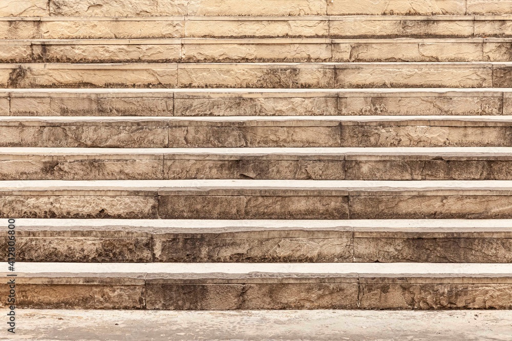 Exterior light brown sandstone stairs pattern and background