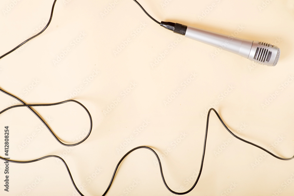 microphone on yellow background. musical concept. microphone on yellow background. musical concept.