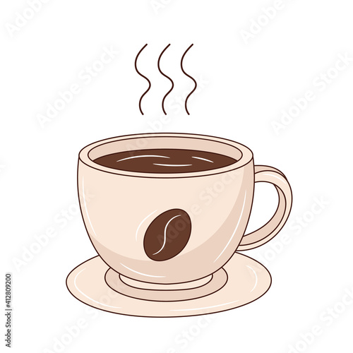 Cup of coffee colored vector illustration. isolated with hand drawn style 