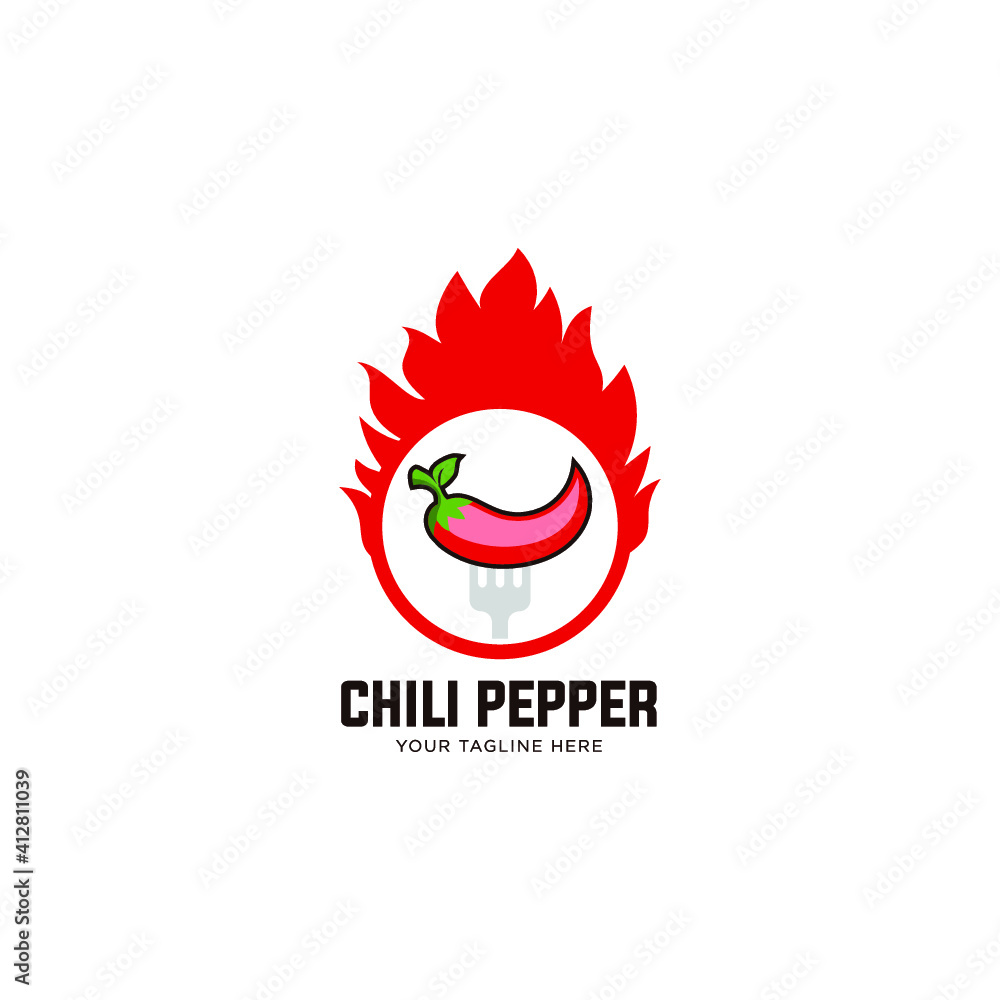 Hot chilly logo. Hot chili spicy cuisine emblem Hot chilly logo. Hot chili spicy cuisine emblem
