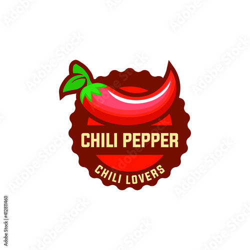 Hot chilly logo. Hot chili spicy cuisine emblem 