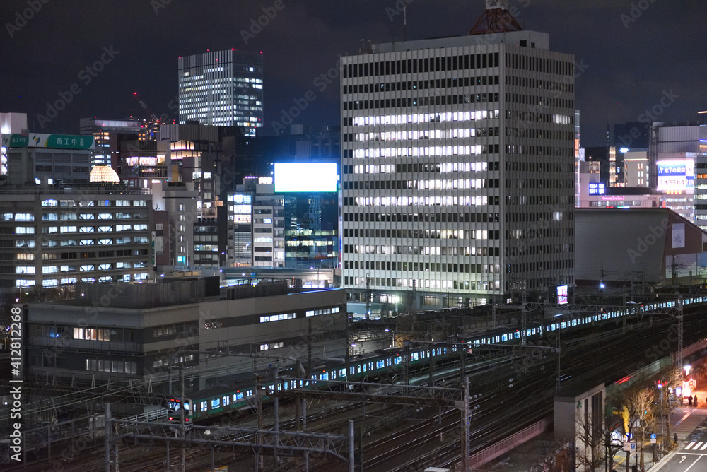 夜景/電車/東京駅/東京/日本
