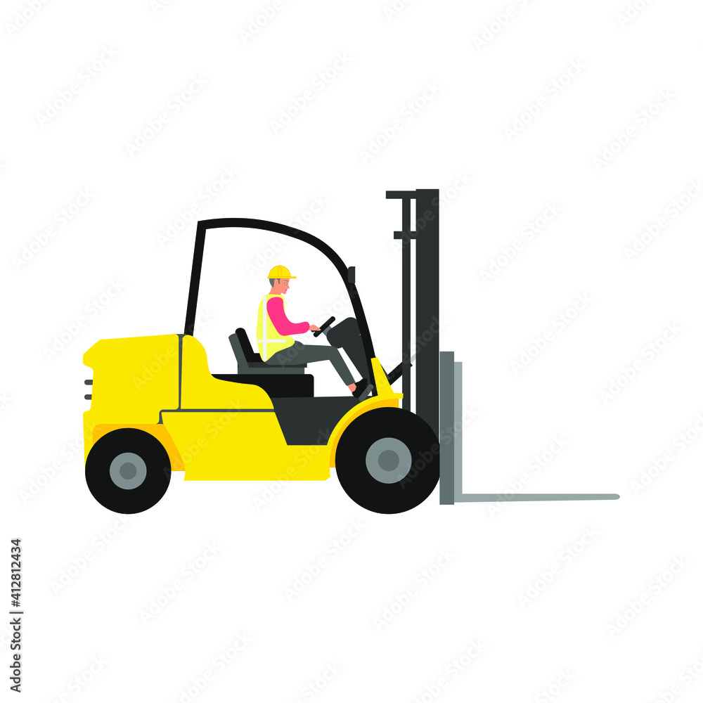 Warehouse worker working with forklift Warehouse worker working with forklift