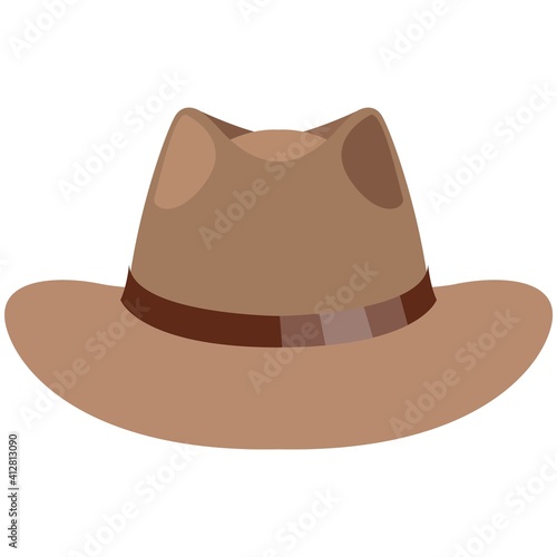Male hat with brim flat vector isolated on white