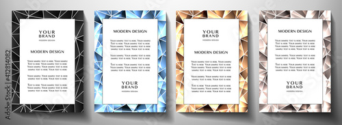 Modern frame collection. Formal vector background design with luxury poly pattern for certificate template, business poster, brochure, menu