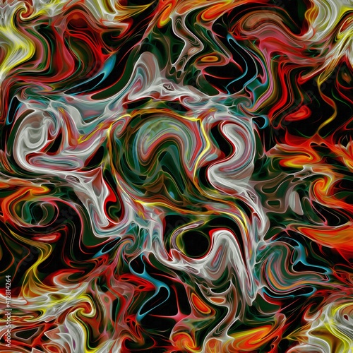 Abstract background. Psychedelic fractal, texture of brush strokes of colored paint of blurred lines and spots of different shapes and sizes