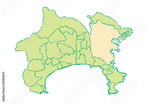 神奈川県	横浜市　都道府県別・行政区域マップ
