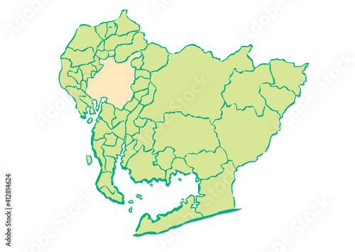 愛知県	名古屋市　都道府県別・行政区域マップ