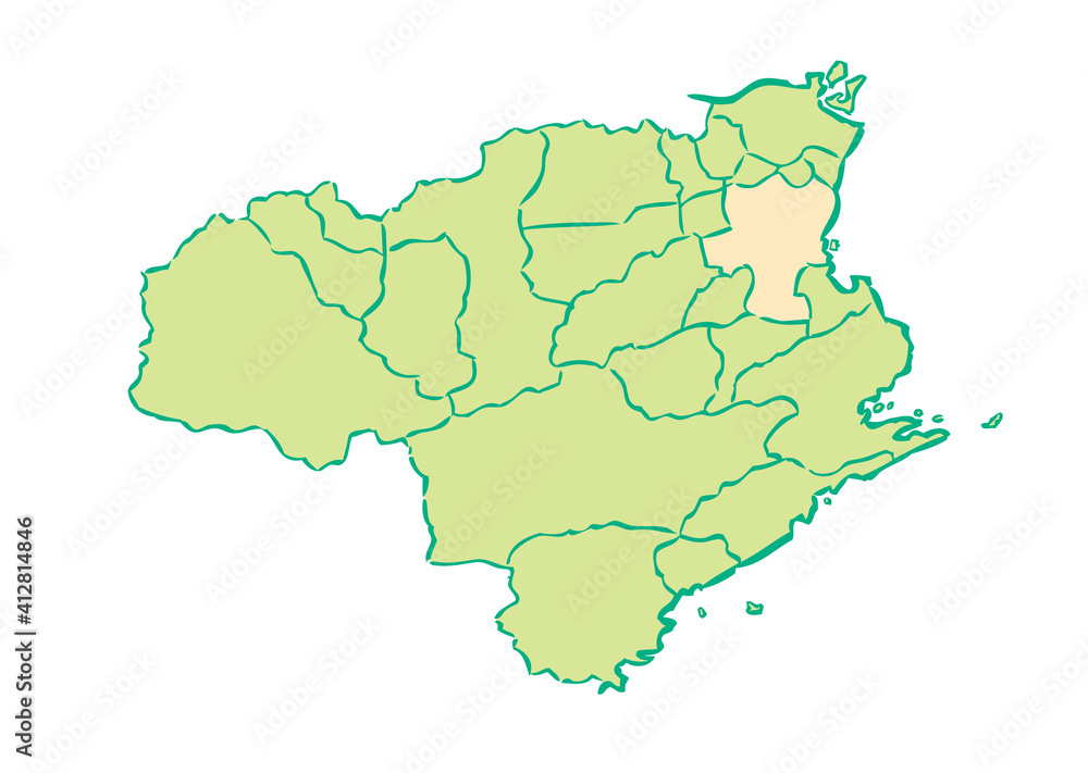徳島県	徳島市　都道府県別・行政区域マップ