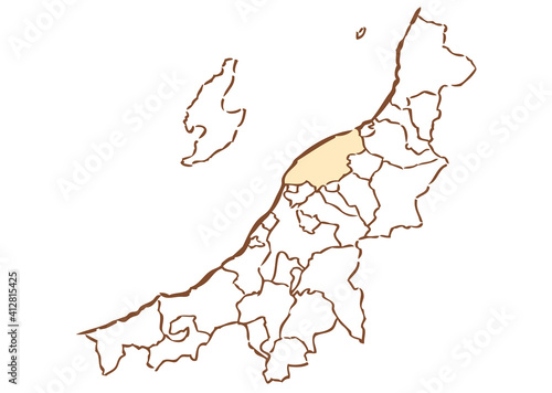 新潟県	新潟市　都道府県別・行政区域マップ