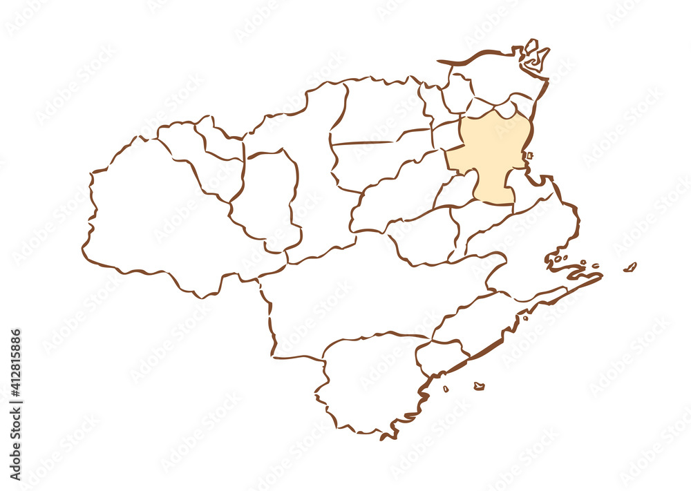 徳島県	徳島市　都道府県別・行政区域マップ