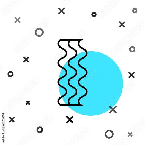 Black line Bacon stripe icon isolated on white background. Random dynamic shapes. Vector.