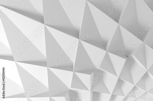 Abstract three-dimensional petals minimal white light texture of a set of straight square steps spiraling. 3D illustration