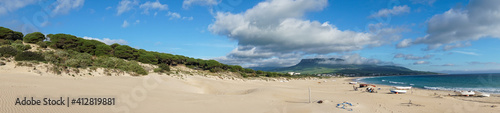 panorama landscape of Bolonia Beach and sand dune on the Costa de la Luz in Andalusia