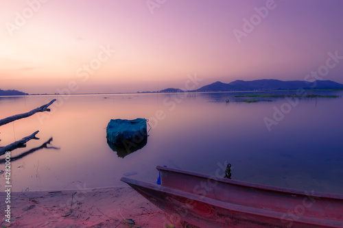 sunset over the lake