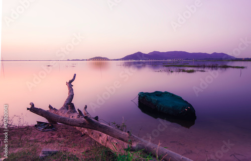sunset over the lake