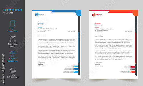 Letterhead Design Template,Creative, Minimal ,elegant Corporate Clean Letterhead Design Template with 2 color variations Print Ready 