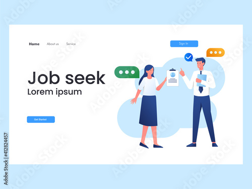 Illustration Vector Graphic of bringing together job seekers with job owners, this illustration perfect for website, landing page, web, app, and banner