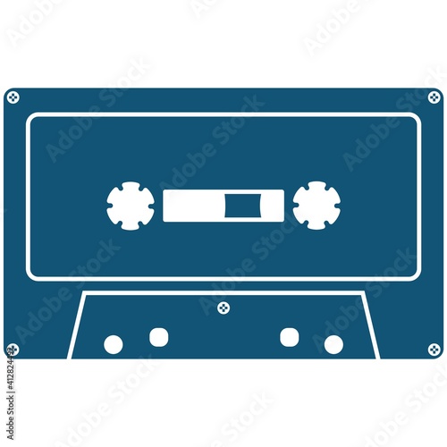 Old-fashioned analog cassette vector icon isolated on white