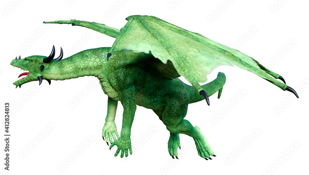 Fototapeta premium 3D Rendering Fairy Tale Dragon on White