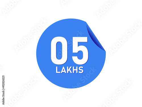 5 Lakhs texts on the blue sticker